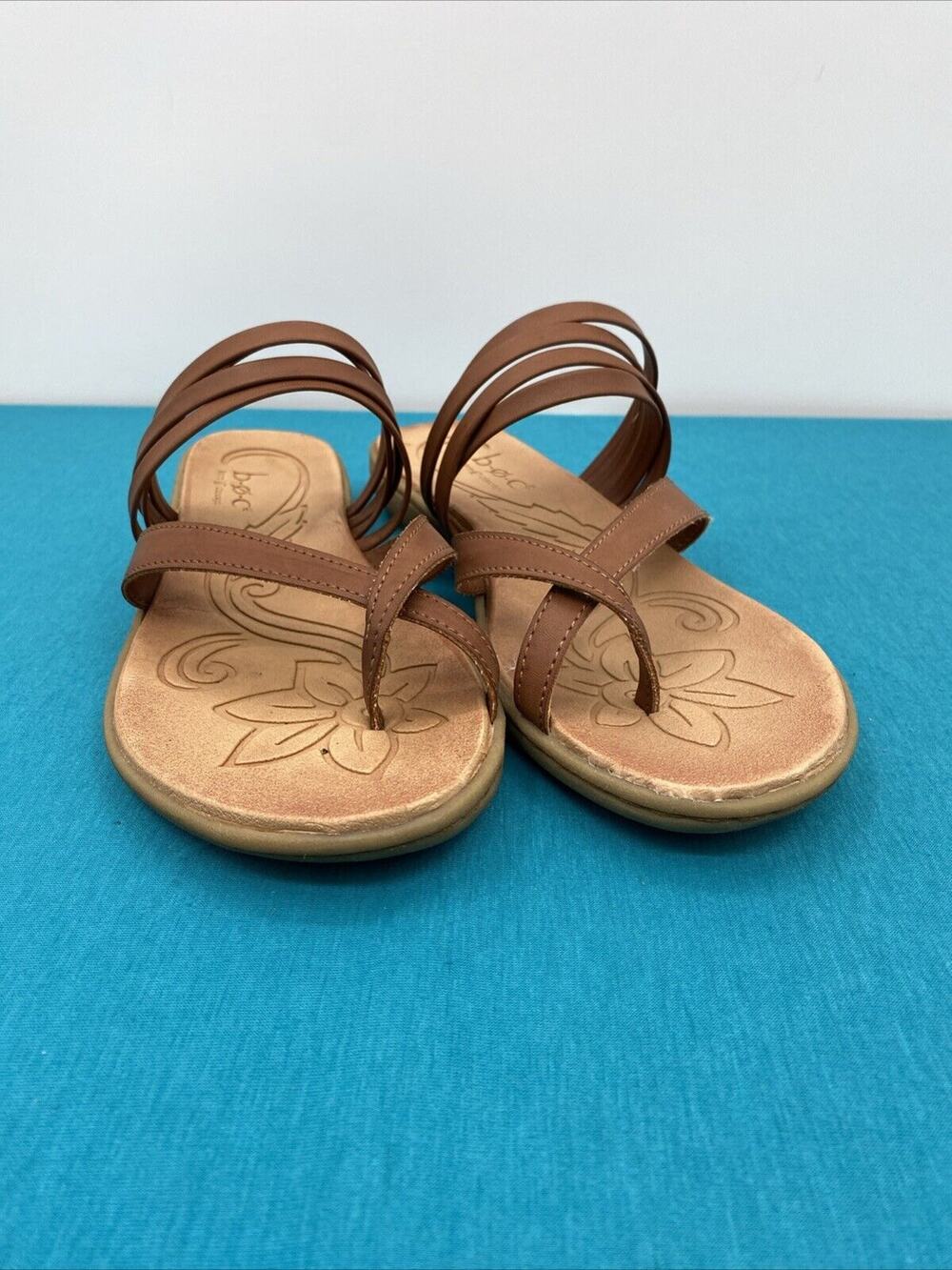 BOC Womens Brown Lightweight Alisha Round Toe Wedge Slip On Sandals Shoes Sz 10M